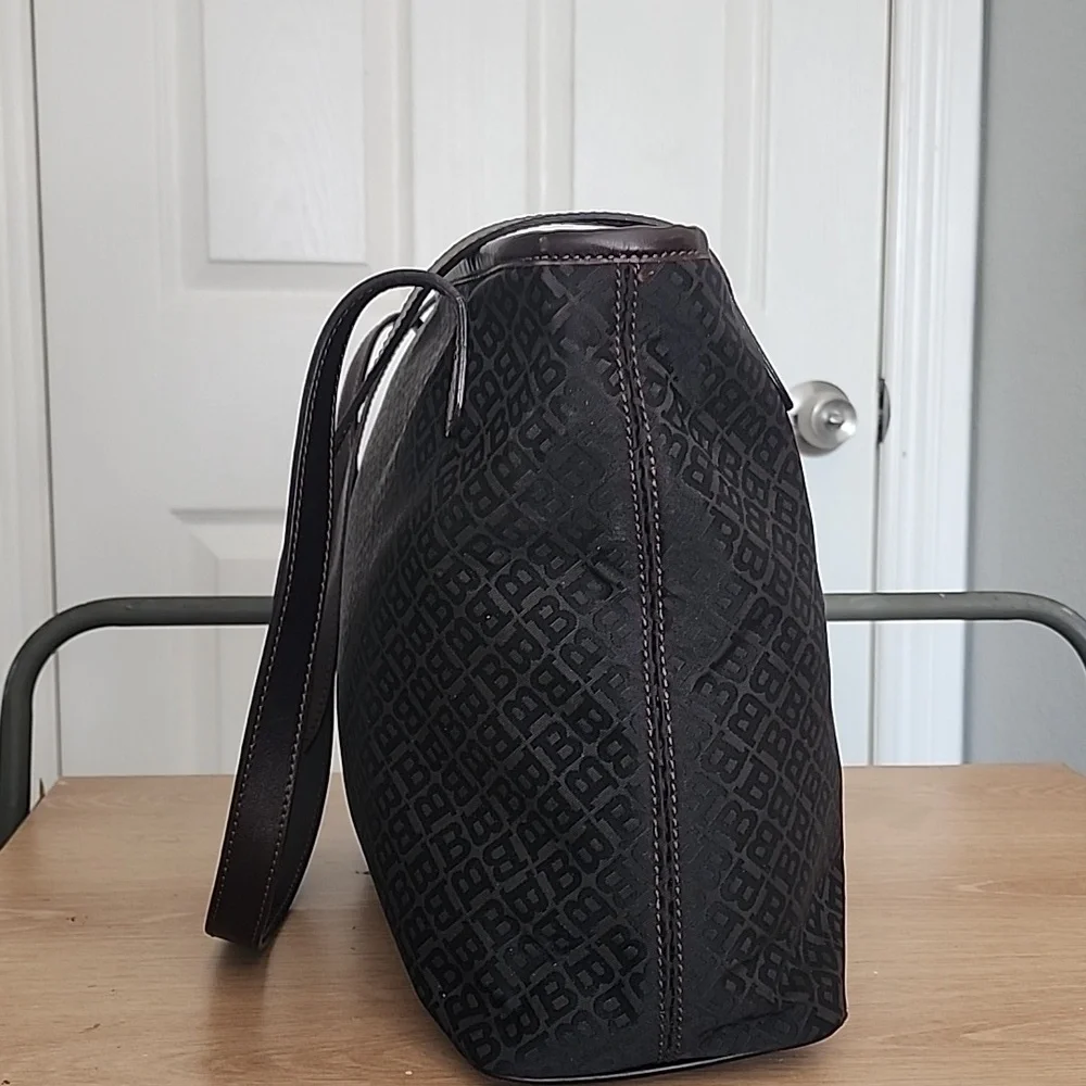 Bally Black Brown Logo Tote with Gold Hardware